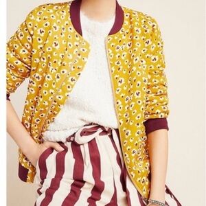 Amie Floral Yellow Bomber Jacket